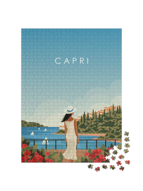 Puzzle 1000 pezzi „Capri, Italia. Poster design, poster da parete, banner, copertina, biglietto. Design moderno“