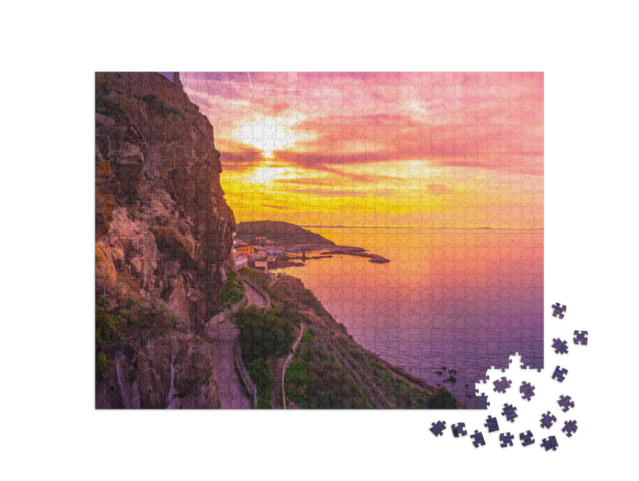 Puzzle 1000 pezzi „Centro storico di Castelsardo con l'antico vicolo, Sardegna, Italia“