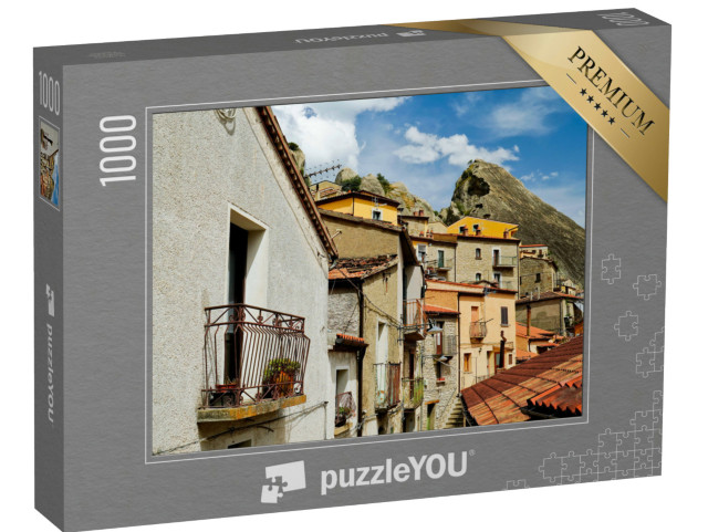 Puzzle 1000 pezzi „Castelmezzano, l'antico borgo immerso nei tipici panorami delle Dolomiti Lucane, Potenza, Italia“