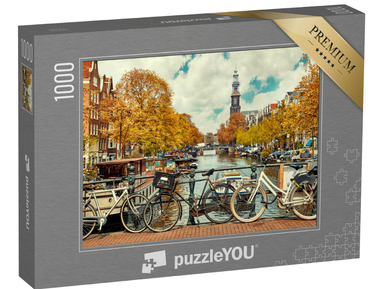 Puzzle 1000 pezzi „Biciclette sull'Amstel ad Amsterdam“
