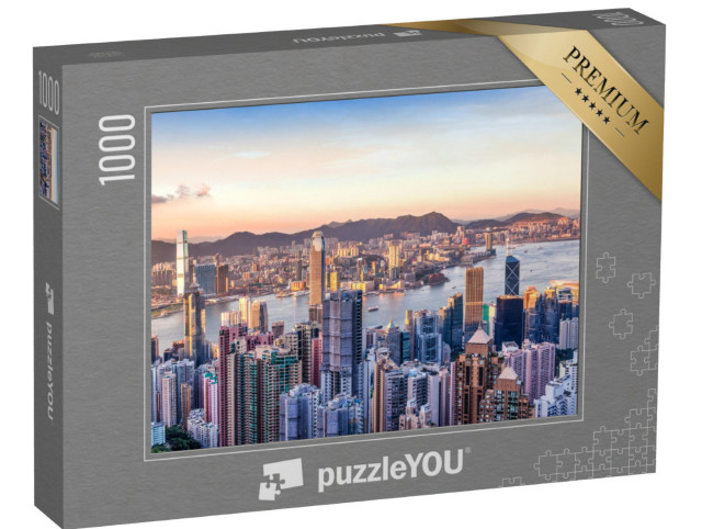 Puzzle 1000 pezzi „Il porto di Victoria con vista sul Victoria Peak, Hong Kong“