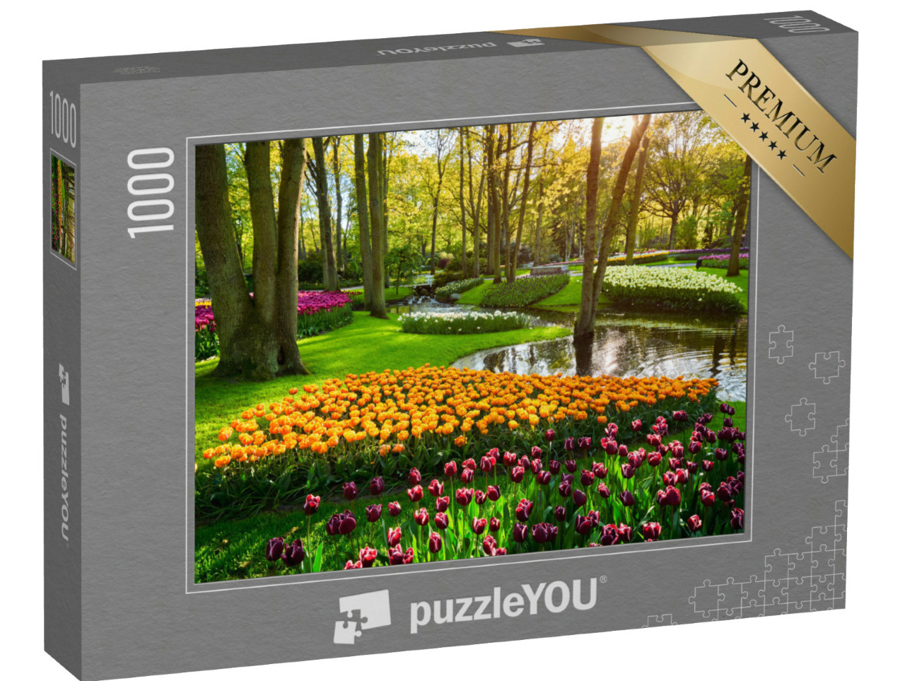 Puzzle 1000 pezzi „Letto di tulipani nel Keukenhof, Lisse, Paesi Bassi“