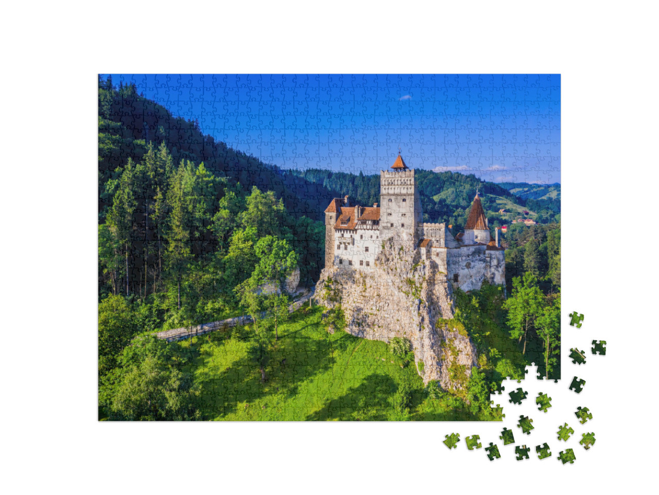 Puzzle 1000 pezzi „Castello di Bran, noto per il mito di Dracula, Romania“