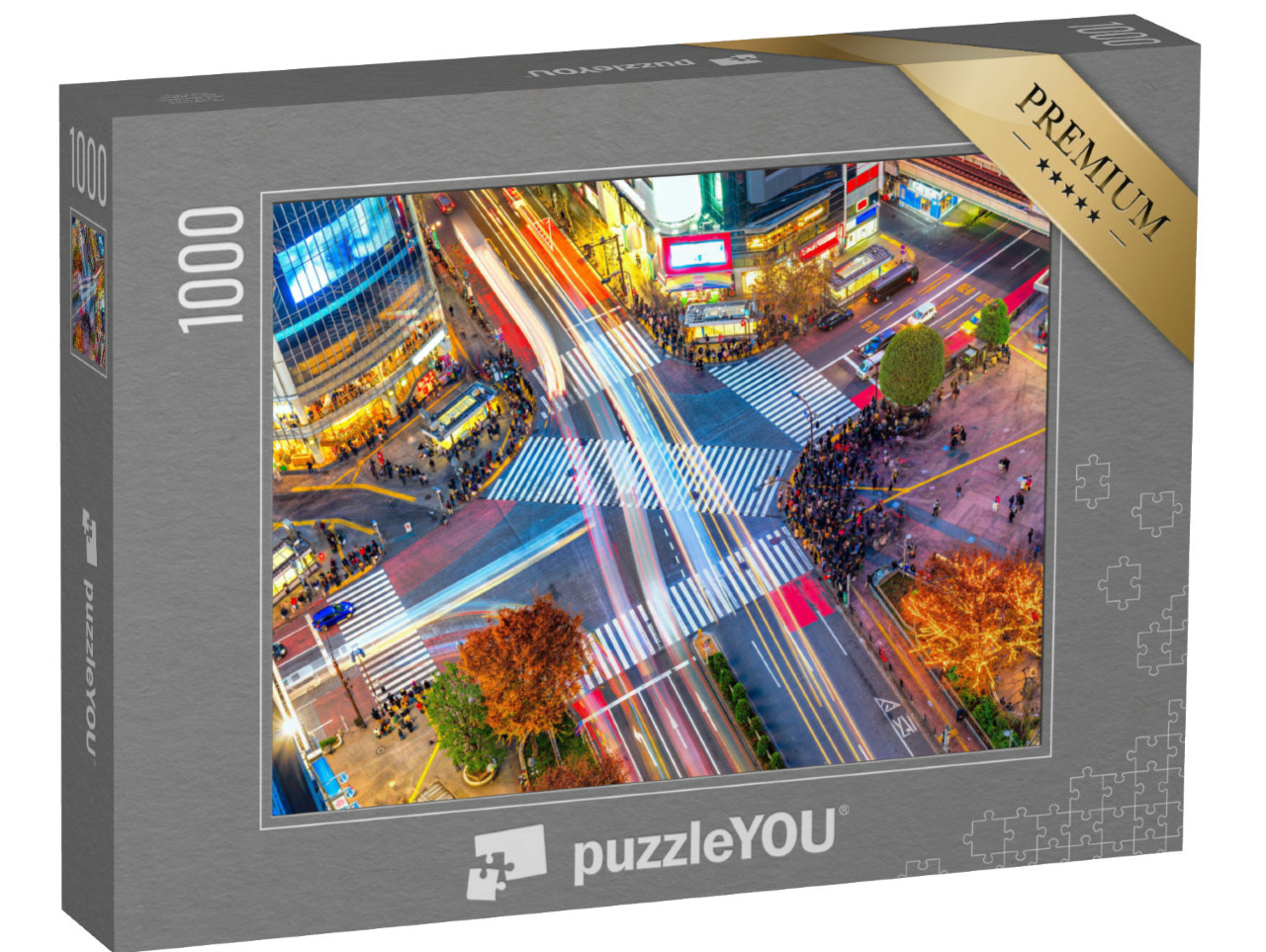 Puzzle 1000 pezzi „Vista aerea del singolare incrocio di Shibuya, Tokyo, Giappone“