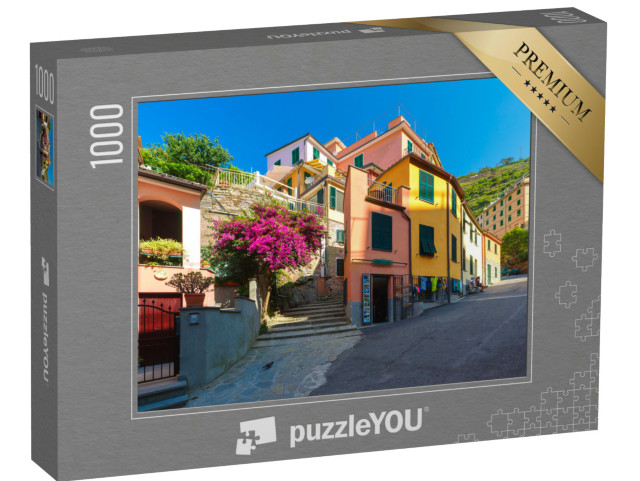 Puzzle 1000 pezzi „Vista di case colorate nel villaggio di pescatori di Manarola, Parco Nazionale delle Cinque Terre“