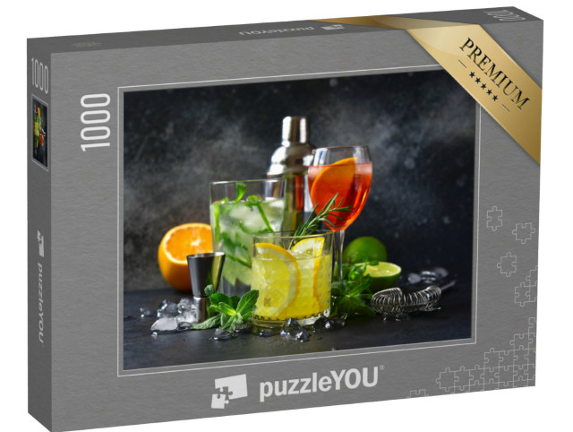 Puzzle 1000 pezzi „Aperol Spritz, mojito e lemon cooler al rosmarino“