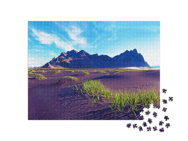 Puzzle 1000 pezzi „L'alba sul monte Vestrahorn nella penisola di Stokksnes, Islanda“