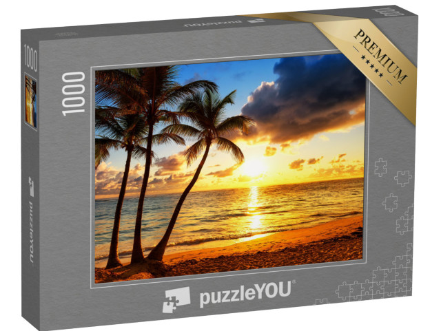 Puzzle 1000 pezzi „Palme da cocco nel tramonto dorato“