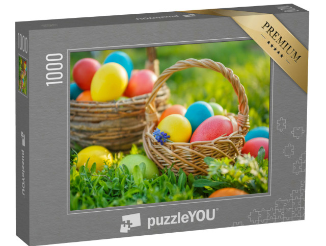 Puzzle 1000 pezzi „Buona Pasqua! Uova di Pasqua colorate nei cestini“