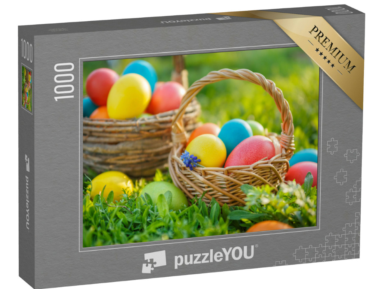 Puzzle 1000 pezzi „Buona Pasqua! Uova di Pasqua colorate nei cestini“