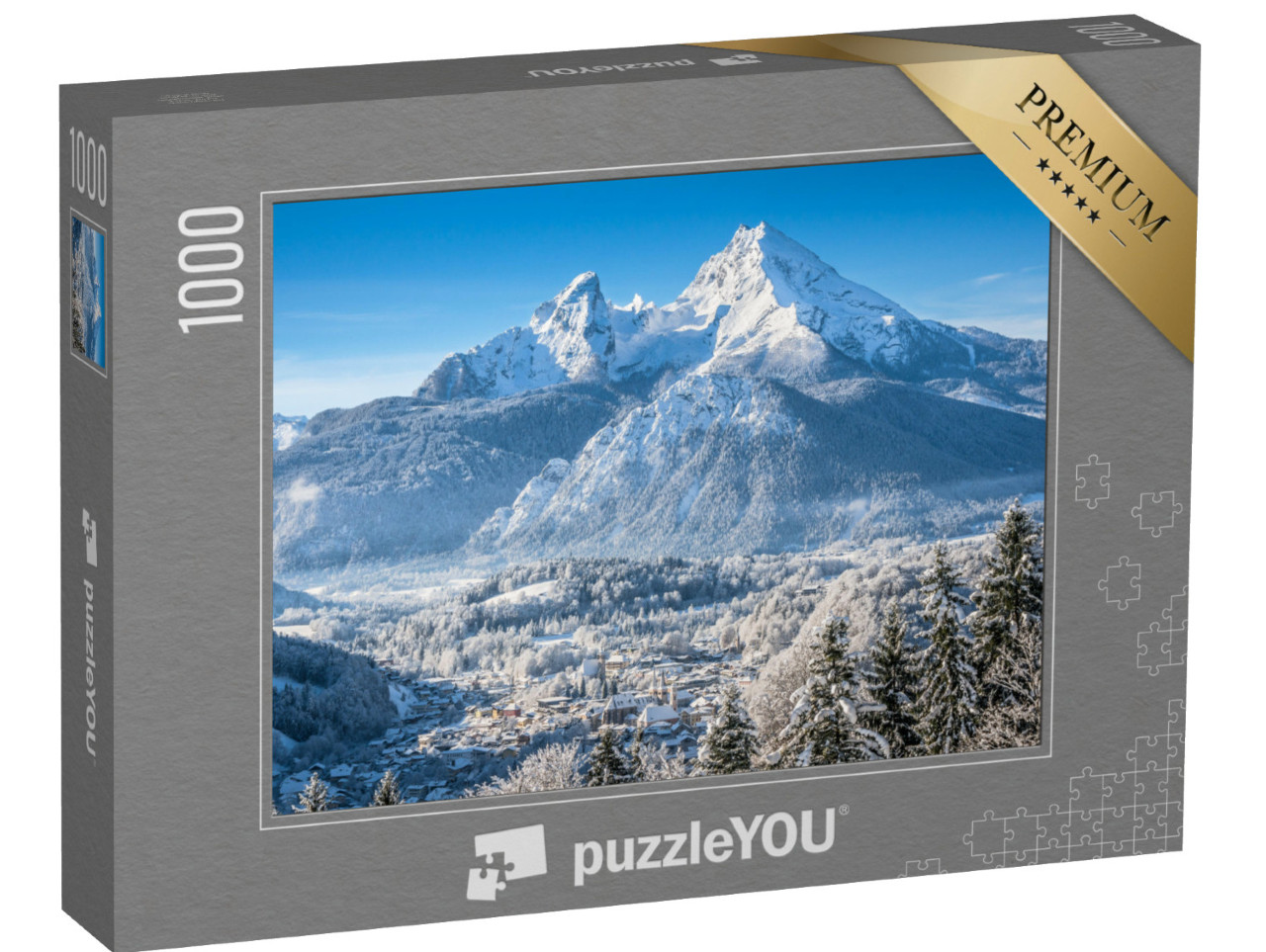 Puzzle 1000 pezzi „Berchtesgaden e il massiccio del Watzmann in inverno“