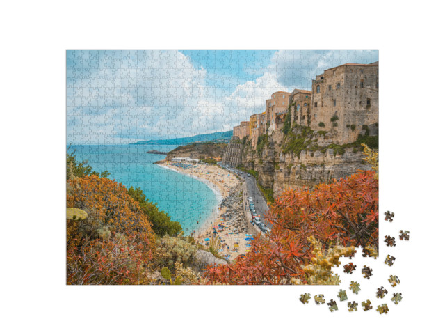 Puzzle 1000 pezzi „Tropea città e spiaggia - Kalabrien, Italien, Europa“