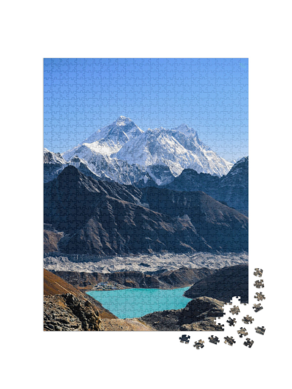 Puzzle 1000 pezzi „L'Everest, il Lhotse e il Nuptse visti dal Passo del Renjo La“