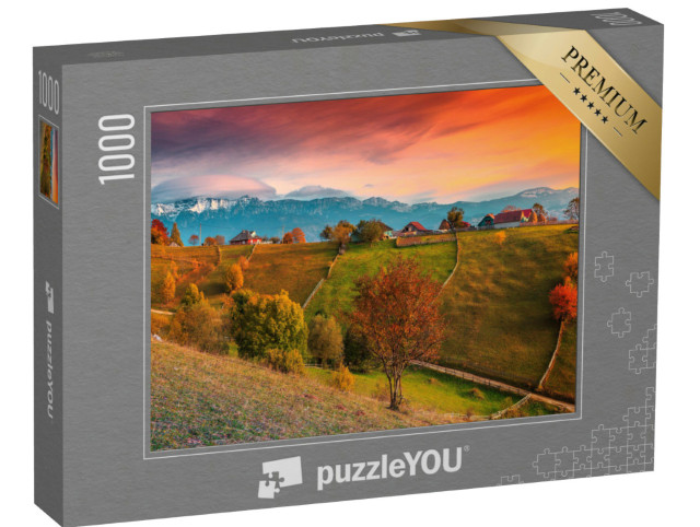 Puzzle 1000 pezzi „Paesaggio autunnale con montagne, Magura, Transilvania, Romania“