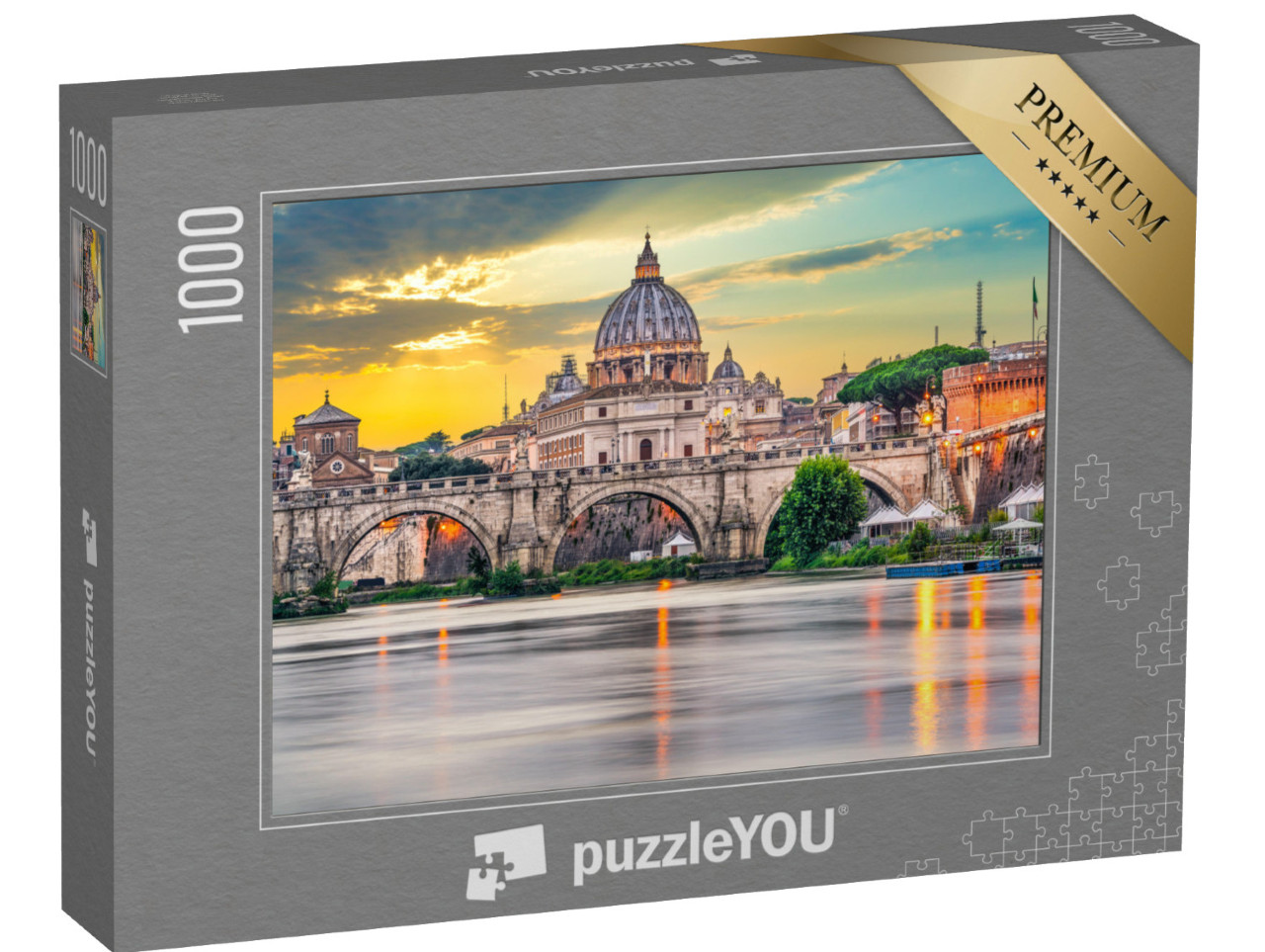 Puzzle 1000 pezzi „La Basilica di San Pietro e Ponte Vittorio Emanuele II in Vaticano, Roma“