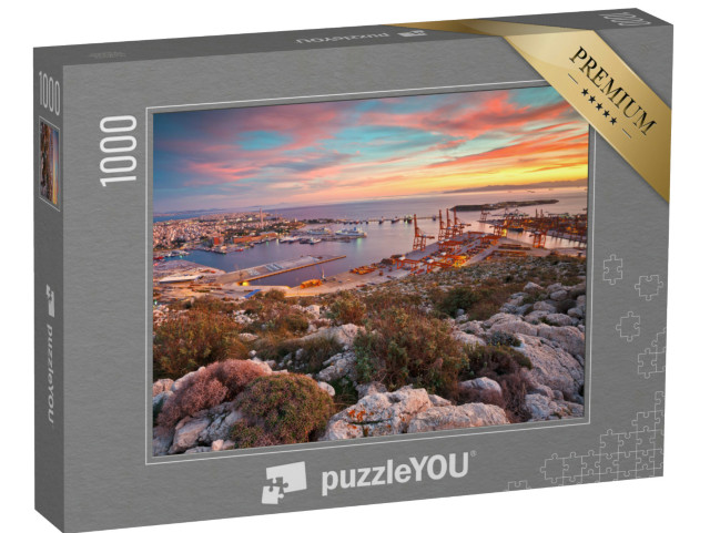 Puzzle 1000 pezzi „Vista del porto del Pireo ad Atene, Grecia“