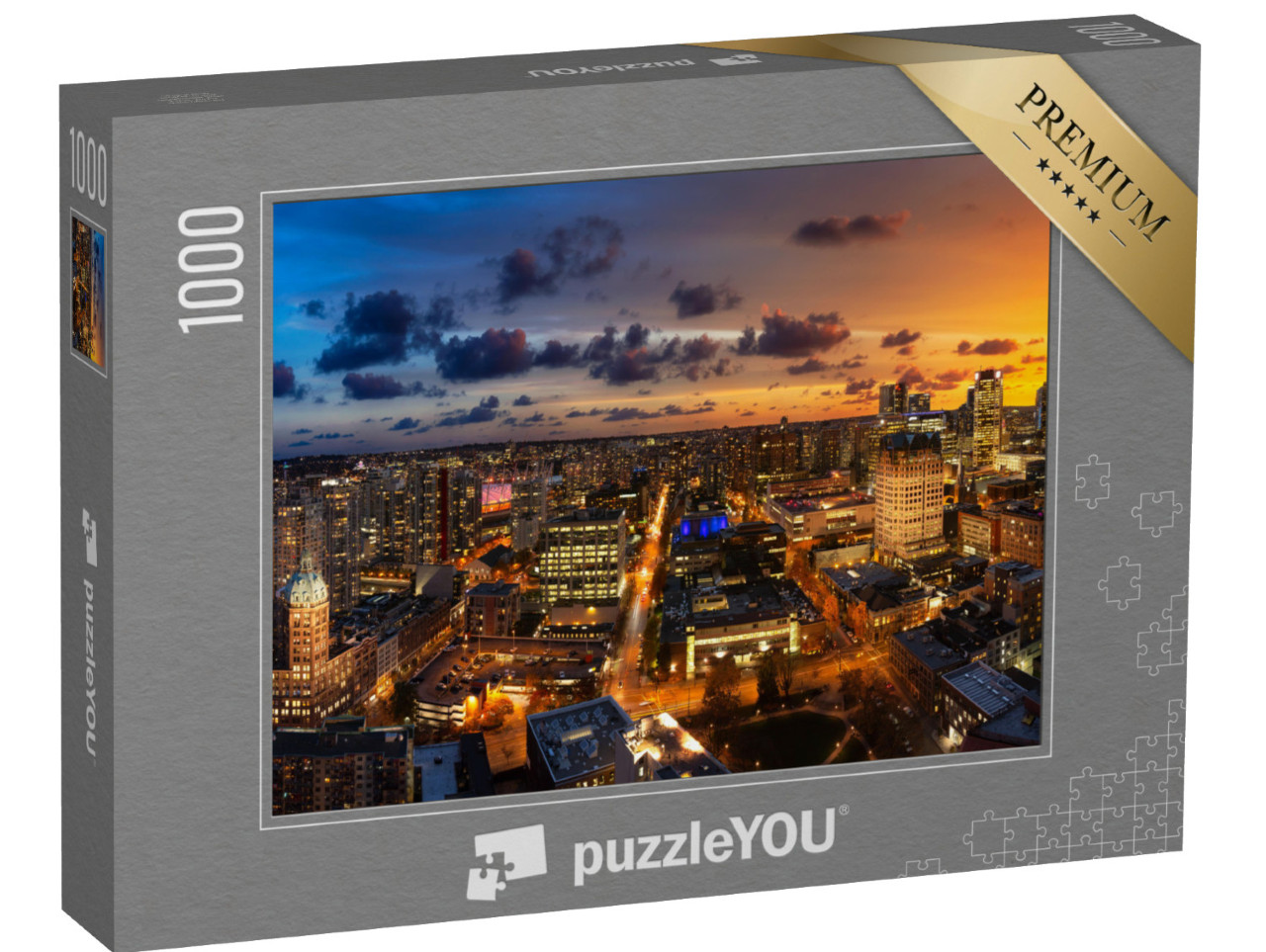 Puzzle 1000 pezzi „Vista panoramica al tramonto, Vancouver“