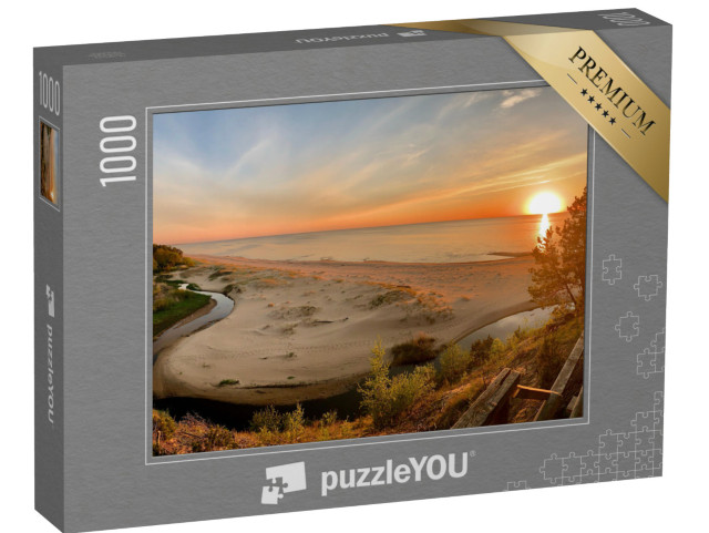 Puzzle 1000 pezzi „Vista panoramica del Mar Baltico e della spiaggia al tramonto, Saulkrasti, Lettonia“