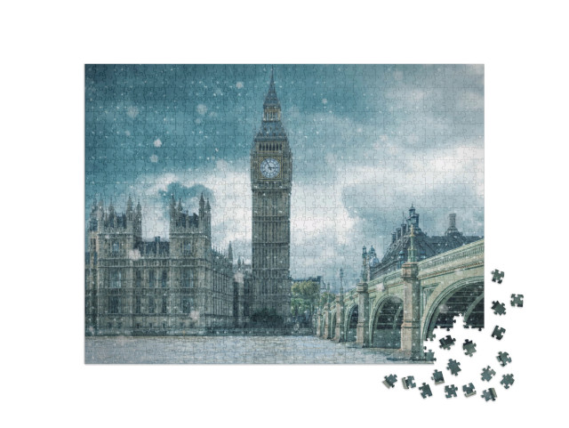 Puzzle 1000 pezzi „Il Big Ben e Westminster in inverno a Londra“