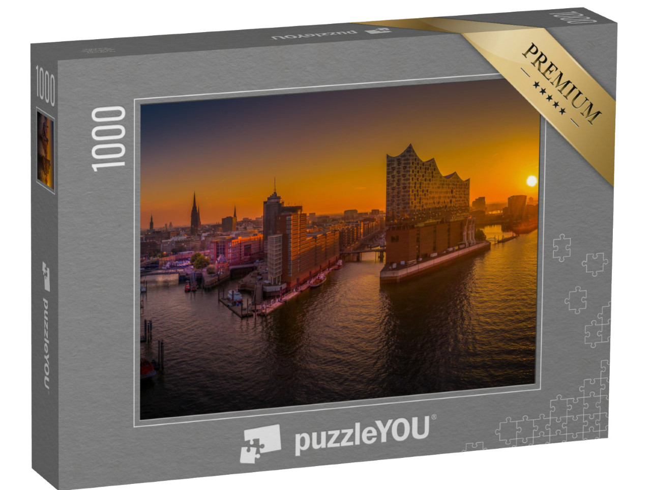 Puzzle 1000 pezzi „Alba ad Amburgo sul porto“