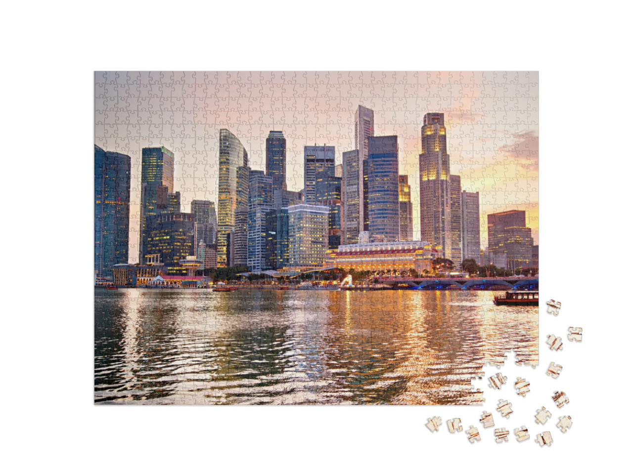 Puzzle 1000 pezzi „Lo skyline di Singapore al tramonto“