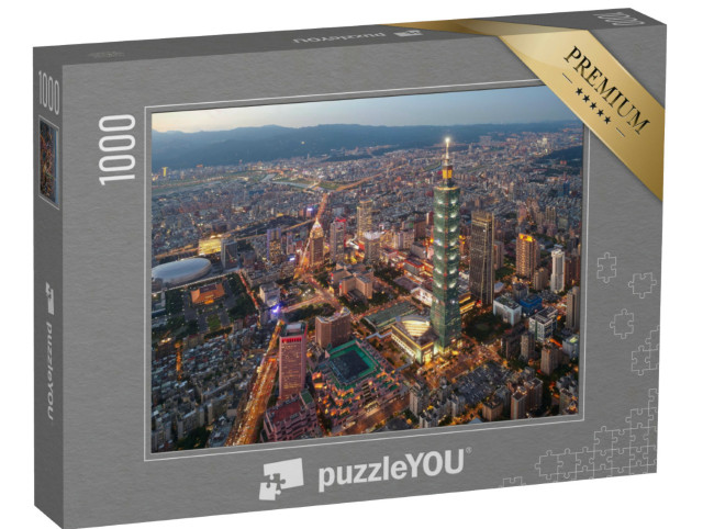 Puzzle 1000 pezzi „Skyline del centro città di Taipei, Taiwan“