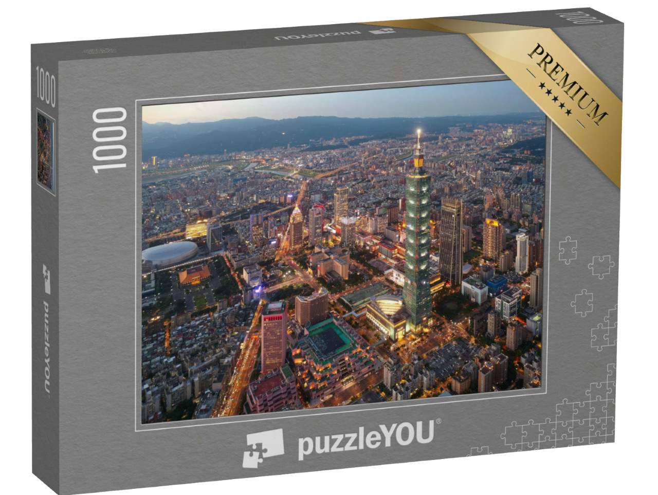 Puzzle 1000 pezzi „Skyline del centro città di Taipei, Taiwan“