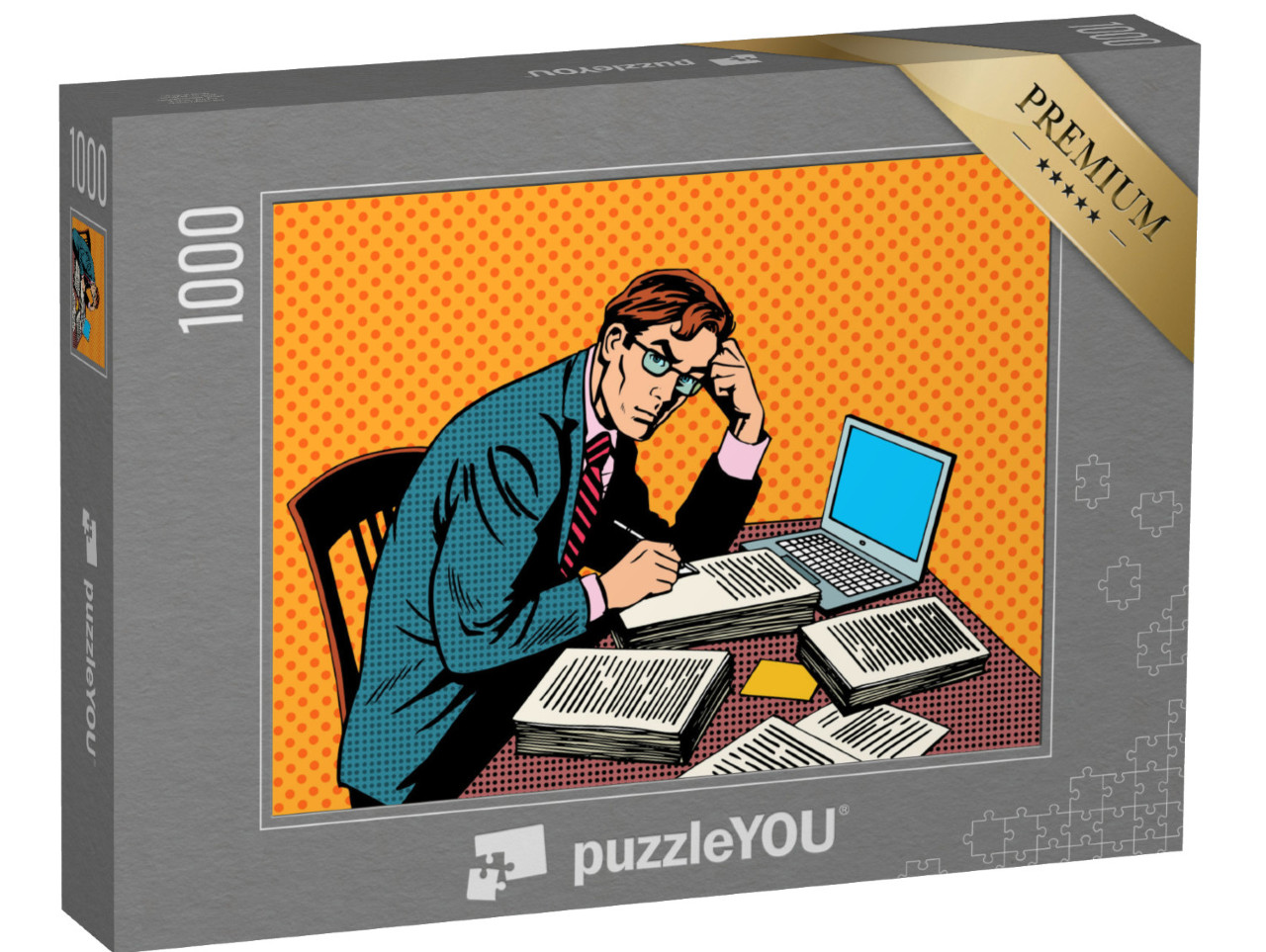 Puzzle 1000 pezzi „Uomo con pila di fogli“