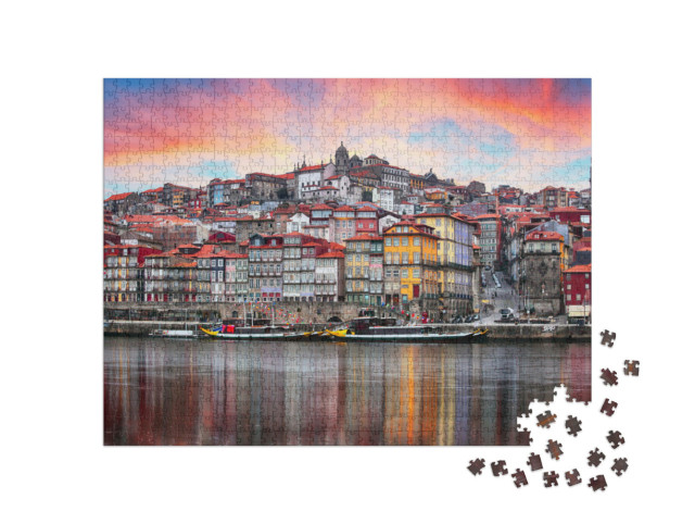 Puzzle 1000 pezzi „Vista del centro storico di Porto in Portogallo“