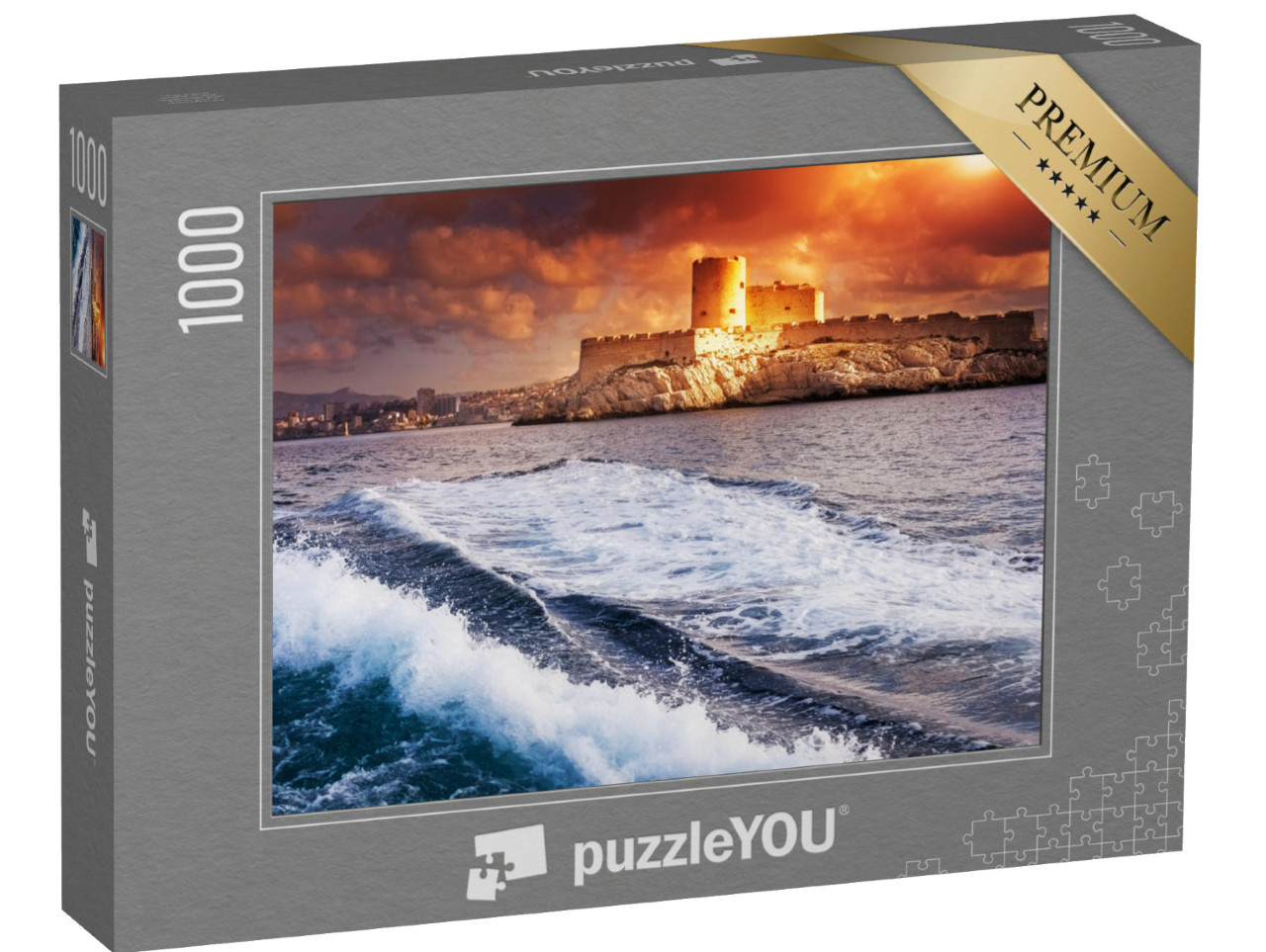 Puzzle 1000 pezzi „Chateau d'If, Marsiglia, Francia, paesaggio marino colorato“