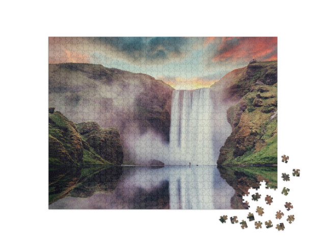 Puzzle 1000 pezzi „Cascata di Skogafoss in Islanda“