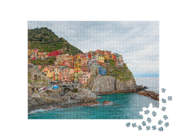 Puzzle 1000 pezzi „Manarola, Cinque Terre sul Mar Ligure - Cinque famosi borghi colorati delle Cinque Terre“