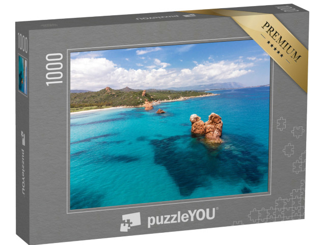Puzzle 1000 pezzi „Magnifica vista della spiaggia di Cea con le Rocce Rosse, gli Scogli Rossi - Ogliastra, Sardegna“