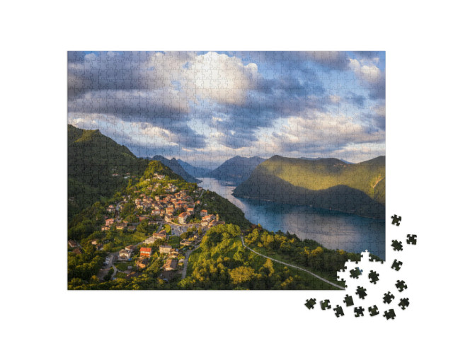 Puzzle 1000 pezzi „Tramonto sul villaggio di Bre“