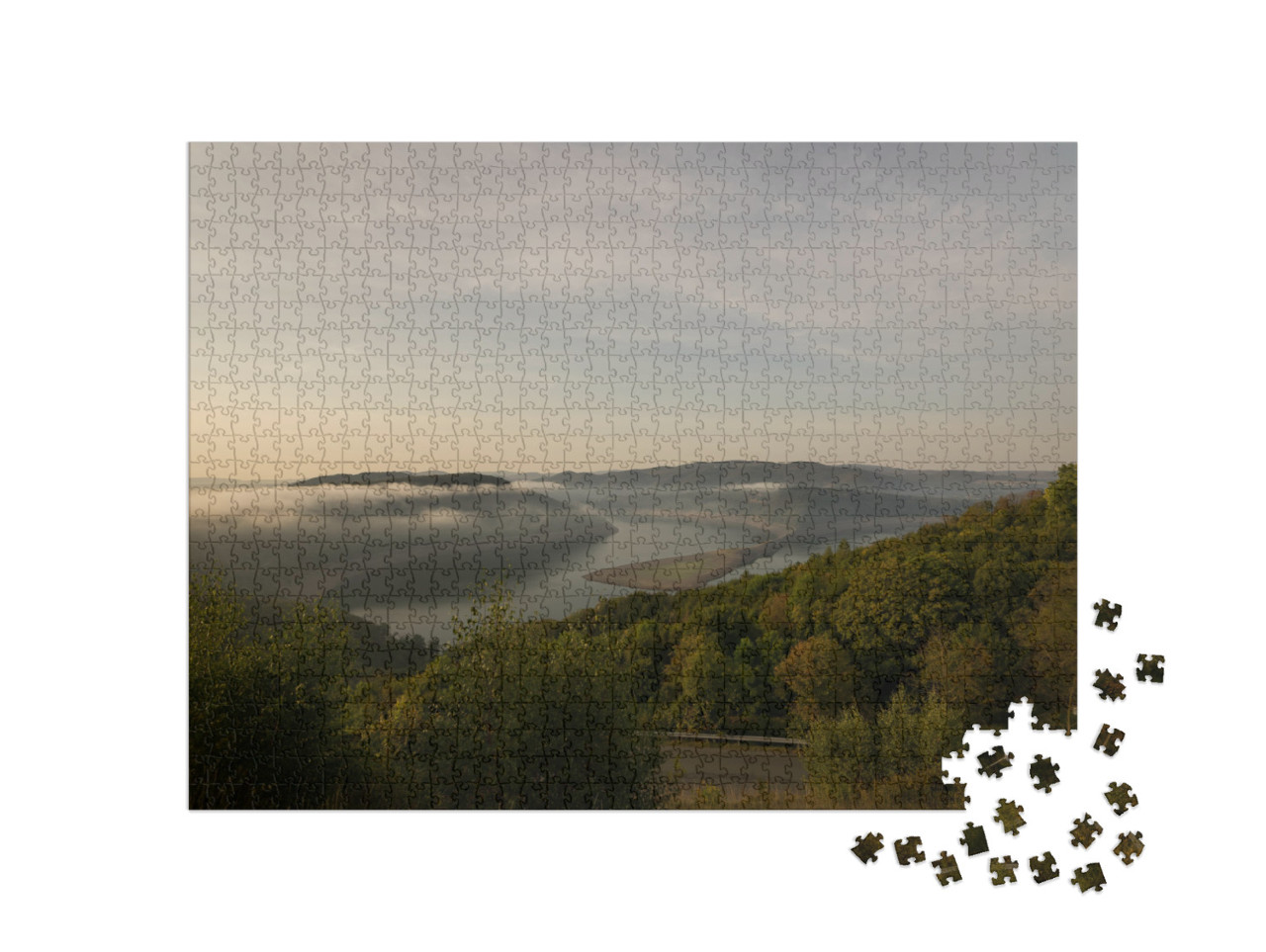 Puzzle 1000 pezzi „Vista sull'Edersee in estate“