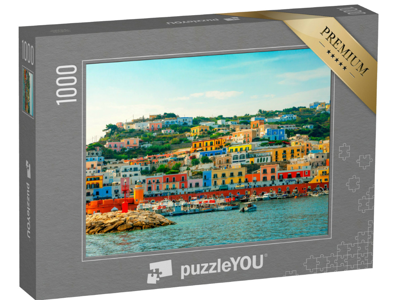 Puzzle 1000 pezzi „Ponza: l'isola più grande dell'arcipelago italiano delle Isole Pontine, Lazio, Italia“
