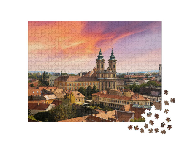 Puzzle 1000 pezzi „Tramonto a Eger, Ungheria“