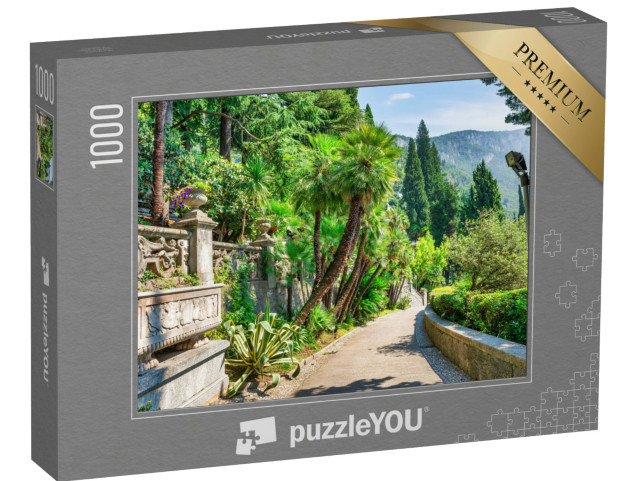 Puzzle 1000 pezzi „Giardino botanico di Villa Monastero a Varenna sul lago di Como, Italia“
