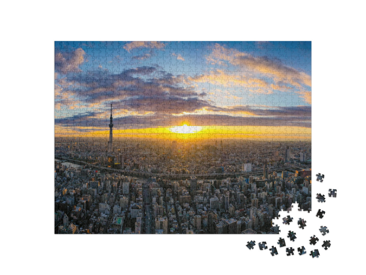 Puzzle 1000 pezzi „Tokyo alla luce del sole nascente“