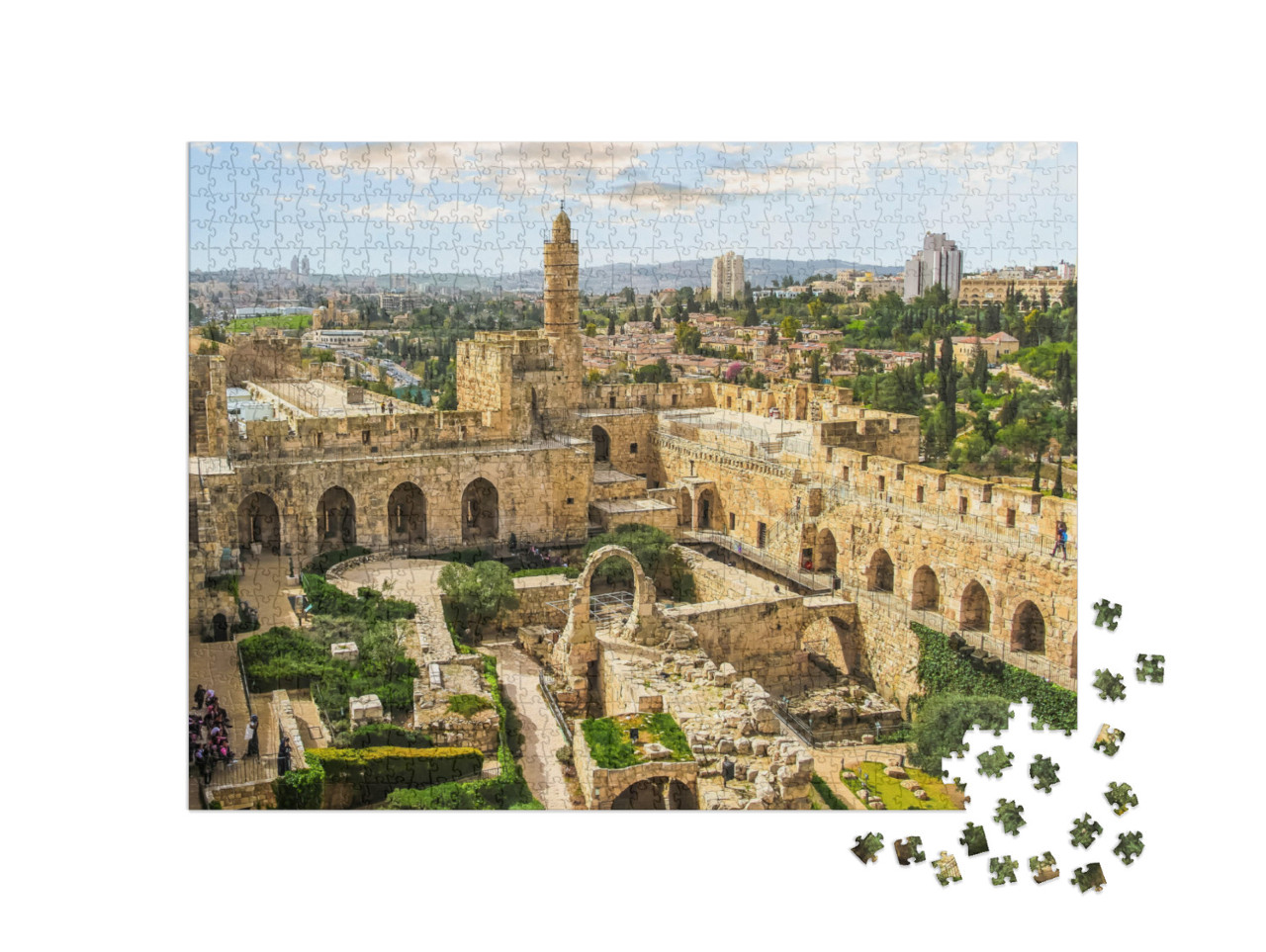Puzzle 1000 pezzi „Vista panoramica dell'antica cittadella, Gerusalemme, Israele“