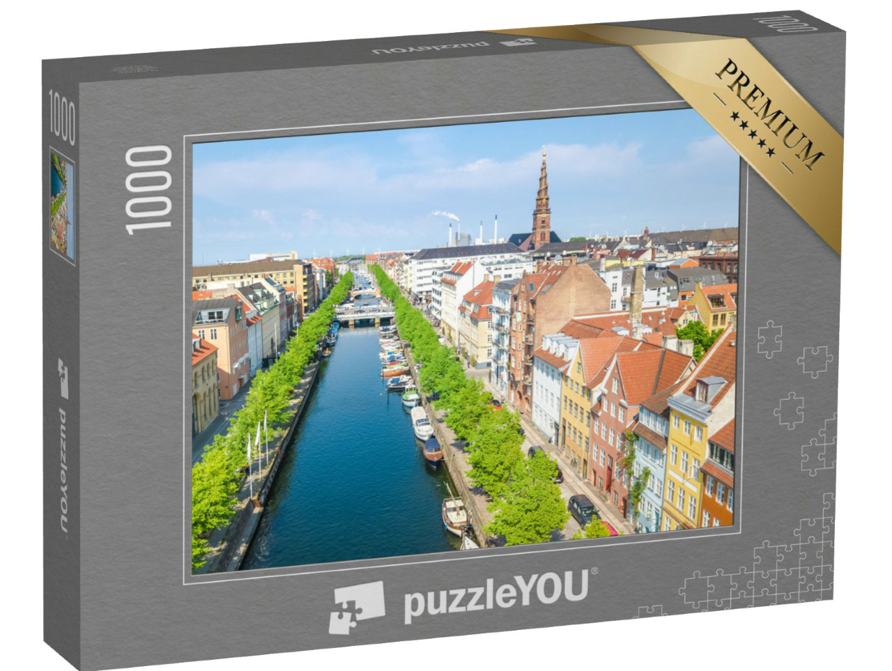 Puzzle 1000 pezzi „Vista aerea dello skyline di Copenaghen, skyline con Nyhavn, Danimarca“