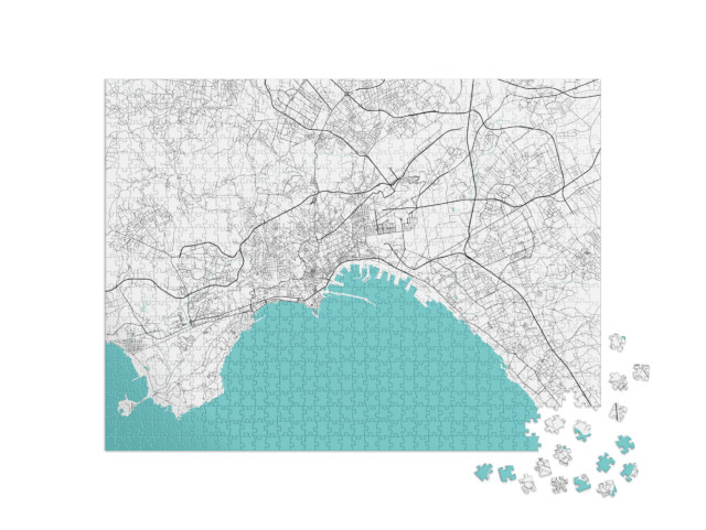 Puzzle 1000 pezzi „Carta stradale della città di Napoli in Italia. Mappa stradale di Napoli“