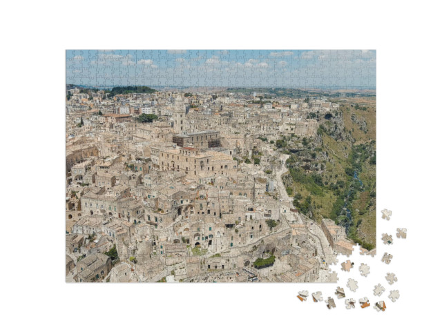Puzzle 1000 pezzi „Matera: Il centro storico della città è scavato nella roccia ed è patrimonio dell'umanità dell'UNESCO“