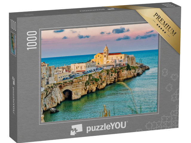 Puzzle 1000 pezzi „Veduta della città di Vieste in estate, in Puglia, nel sud dell'Italia, nel Parco Nazionale del Gargano“