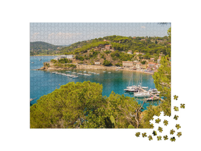 Puzzle 1000 pezzi „Porto Azzurro, Isola d'Elba, Toscana, Italia“