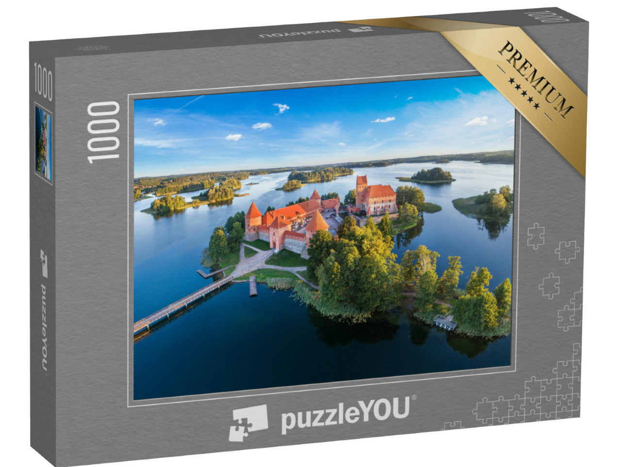 Puzzle 1000 pezzi „Castello di Trakai: castello medievale gotico su un'isola del lago Galve, in Lituania.“