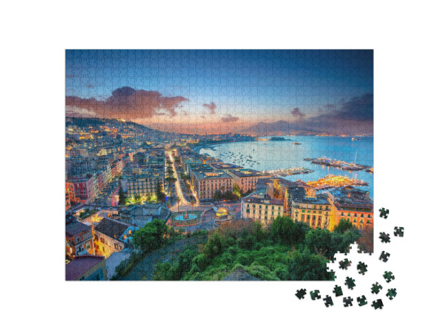 Puzzle 1000 pezzi „Veduta aerea di Napoli, Campania, Italia all'alba“