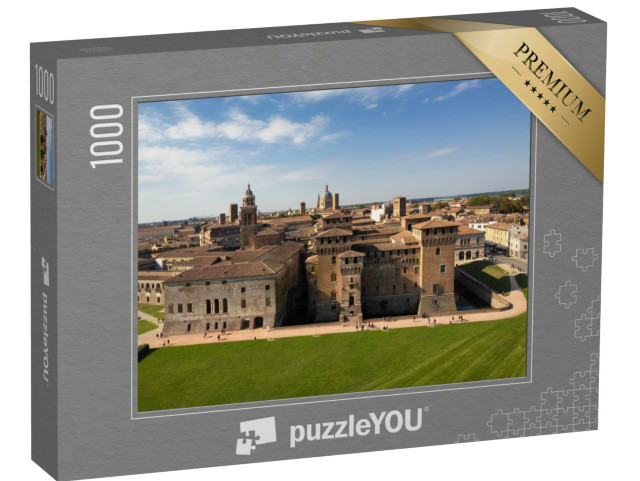 Puzzle 1000 pezzi „Lo skyline aereo di Mantova e del castello medievale di San Giorgio in una giornata di sole“