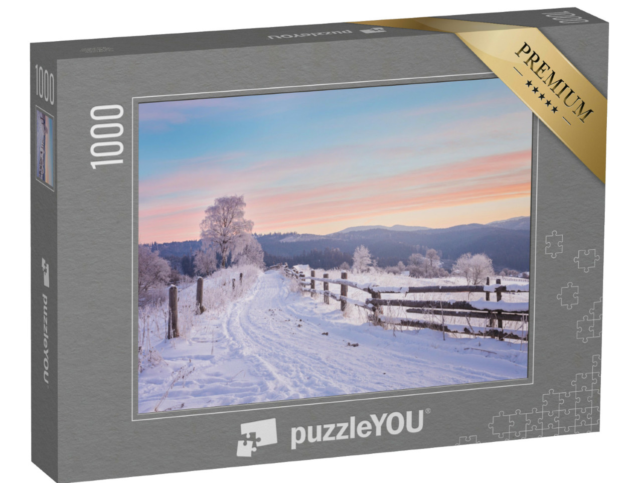 Puzzle 1000 pezzi „Fantastico paesaggio invernale di sera“