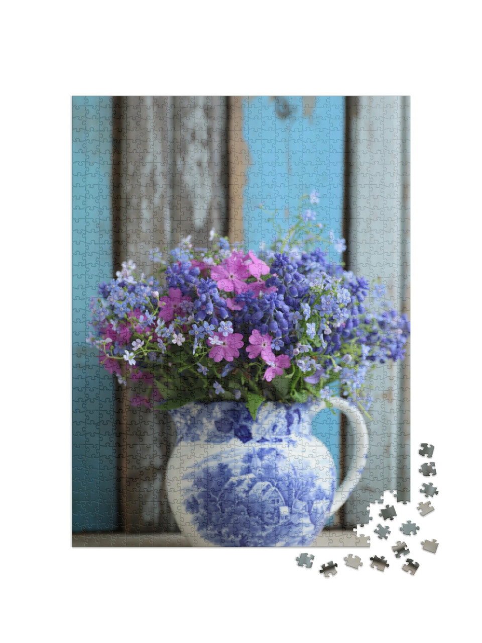 Puzzle 1000 pezzi „Bouquet blu e rosa come bouquet vintage“